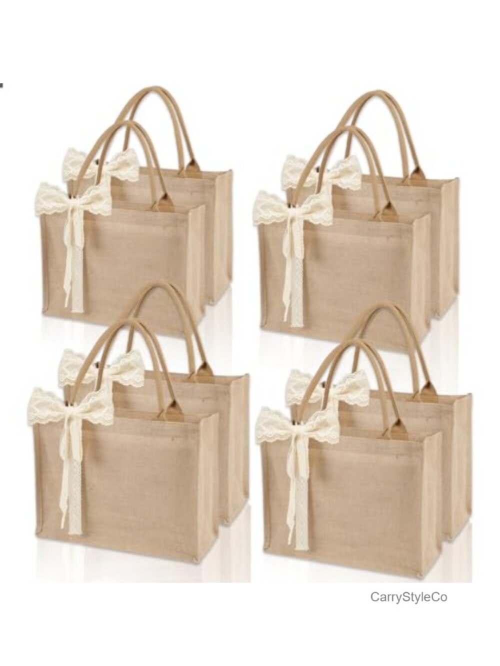Burlap Tote Bag Set Water Resistant Reusable Jute Grocery Bag